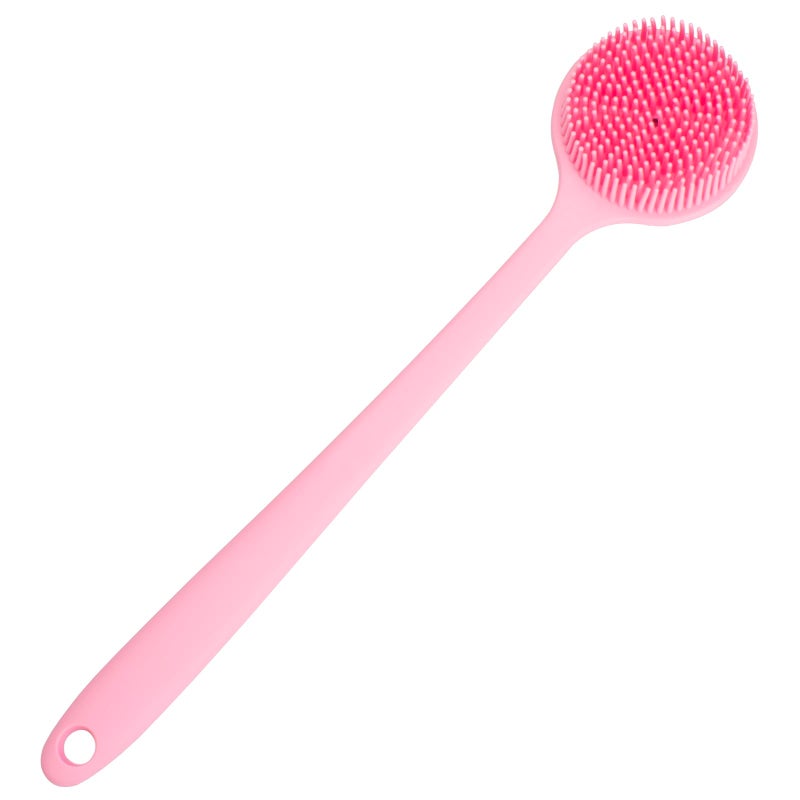 DNC Silicone Back Scrubber for Shower, Soft Bath Body Brush with Long Handle (Pink) - Image 2